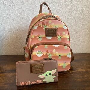 Baby Yoda (Grogu) Loungefly Star Wars Disney Backpack and Wallet